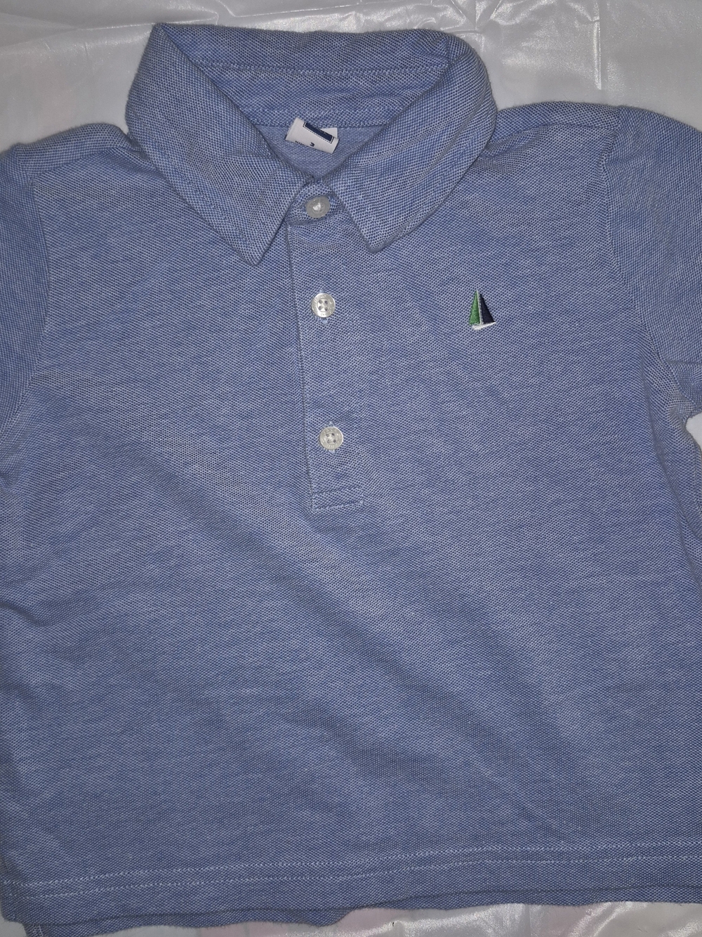 Janie and Jack Boys Light Blue Polo with Embroidered Sailboat-Size 3